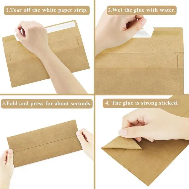 Alt view image 2 of 7 - 50 Pack #10 Business Envelopes, Brown Kraft Standard Envelopes Self Seal, Letter Size Mailing Envelopes for Checks Letters Invoices Christmas Birthday Graduation Wedding, 4 1/8 x 9 1/2 Inch