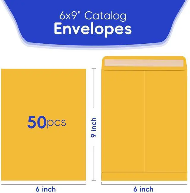 Alt view image 2 of 7 - 50 Pack 6x9 Envelopes Self Seal, Brown Kraft Catalog Mailing Envelopes