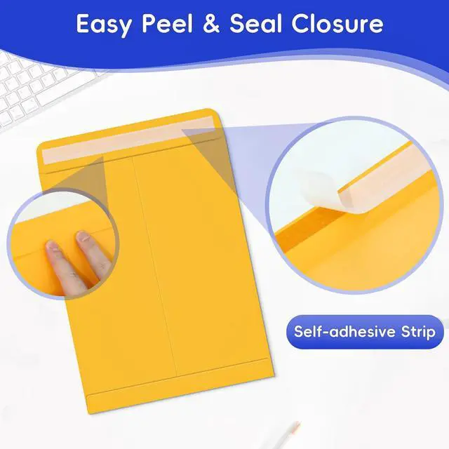 Alt view image 3 of 7 - 50 Pack 6x9 Envelopes Self Seal, Brown Kraft Catalog Mailing Envelopes