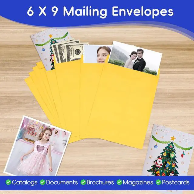 Alt view image 7 of 7 - 50 Pack 6x9 Envelopes Self Seal, Brown Kraft Catalog Mailing Envelopes