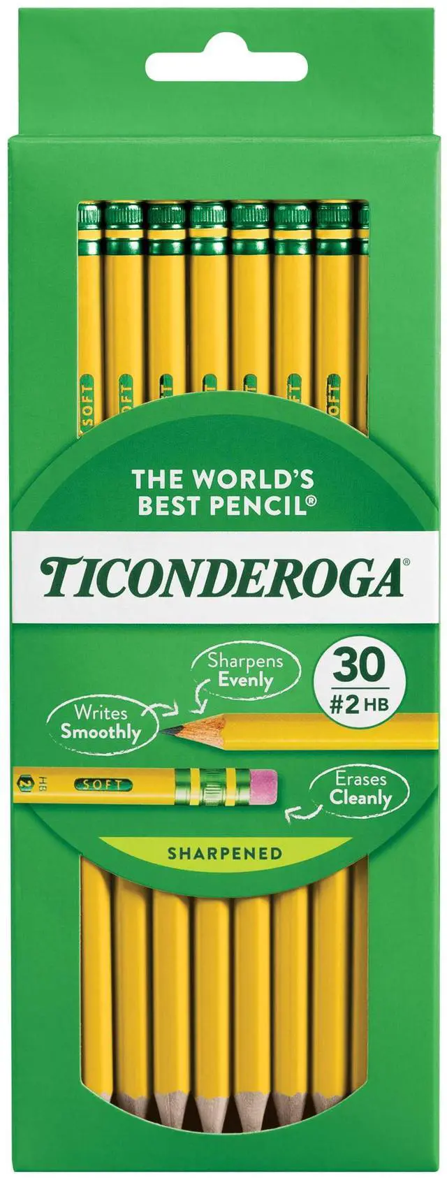 Main image of Wood-Cased Pencils, Pre-Sharpened, #2 HB Soft, Yellow, 30 Count