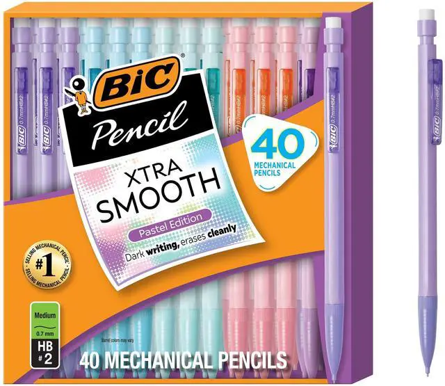 Main image of Xtra-Smooth Pastel Mechanical Pencils with Erasers, Medium Point (0.7 mm), Bulk School Supplies for Students and Teachers, 40-Count Pack