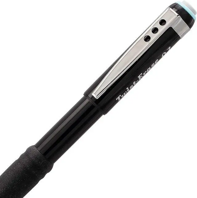 Alt view image 2 of 5 - Mechanical Pencil 0.7 mm Twist Erase III, Twist Up Eraser, Pre-Loaded Super Hi-Polymer HB Lead, Black Barrel, 3-Pack (0.7)