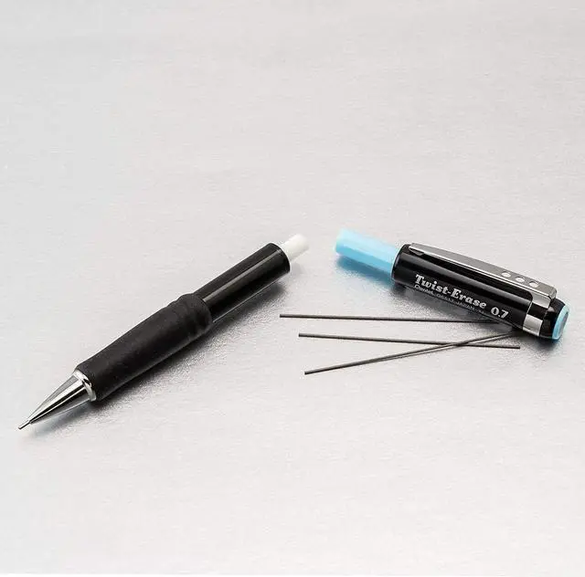 Alt view image 4 of 5 - Mechanical Pencil 0.7 mm Twist Erase III, Twist Up Eraser, Pre-Loaded Super Hi-Polymer HB Lead, Black Barrel, 3-Pack (0.7)