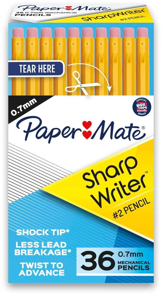Main image of SharpWriter Mechanical Pencils, 0.7 mm #2 Pencil Lead, Yellow, 36 Count - Back to School Supplies