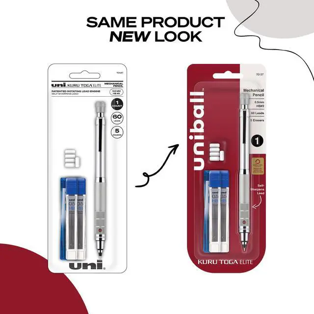 Alt view image 4 of 7 - Kuru Toga Elite Mechanical Pencil Starter Kit, 0.5mm, HB #2, Silver Barrel, 1 Pack
