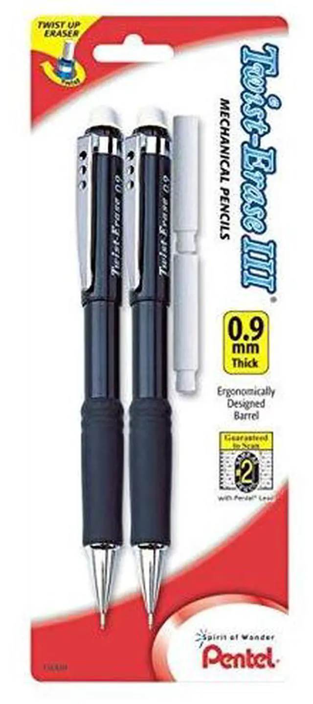 Alt view image 2 of 2 - Twist-Erase III Mechanical Pencil, (0.9mm), Assorted Barrel Colors with 2 Eraser Refills, Pack of 2 (QE519BP2-K6)