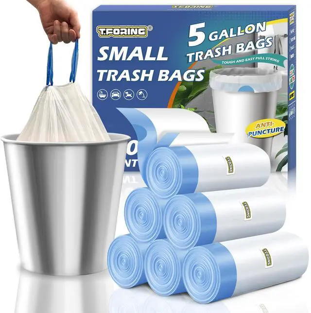 Main image of Small Trash Bags 5 Gallon Drawstring,1.1 Mil,Unscented,120 Count