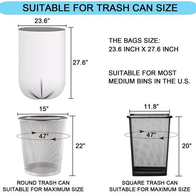 Alt view image 2 of 6 - 10 Gallon Trash Bags - 18 Micron Ultra Thick Strong Clear Medium Size Garbage Bin Liners for Office Kitchen, Fit 8-10 Gallon, 90 Count