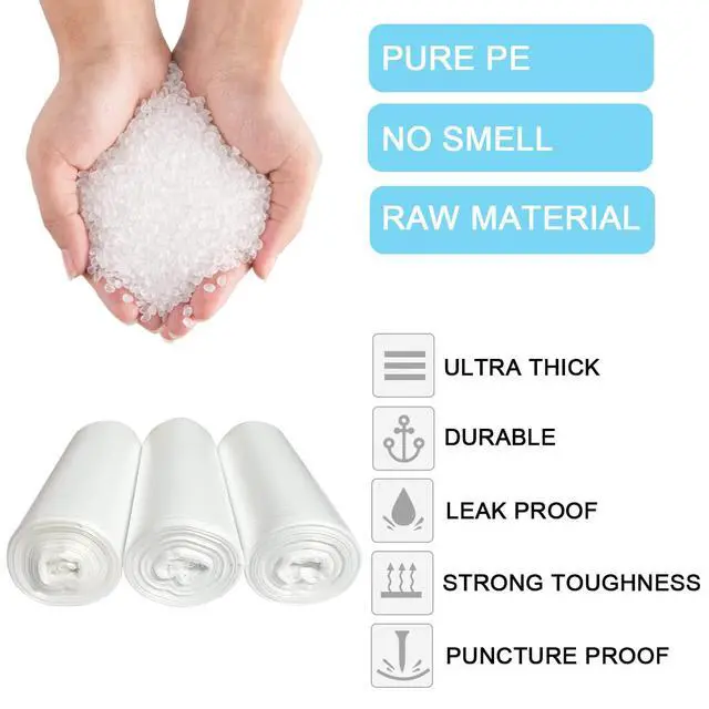 Alt view image 3 of 6 - 10 Gallon Trash Bags - 18 Micron Ultra Thick Strong Clear Medium Size Garbage Bin Liners for Office Kitchen, Fit 8-10 Gallon, 90 Count