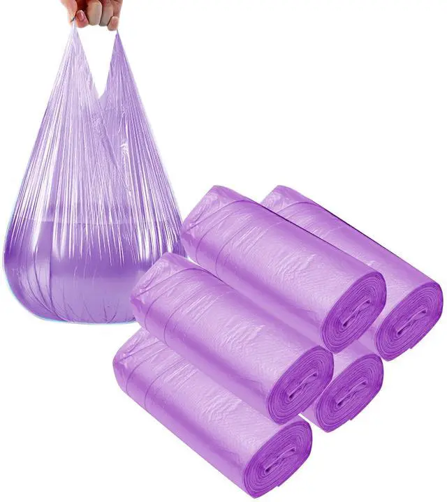 Main image of 4 GALLON Bathroom Trash Bags Purple, 100 Counts Small Garbage Bags for Office, Bathroom Wastebasket Waste Bin Black Portable Rubbish Bags (Purple 100pcs)