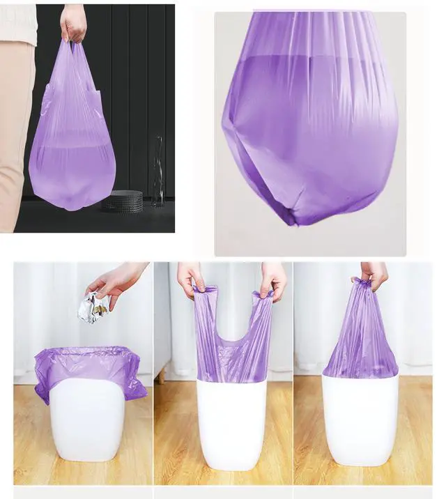 Alt view image 5 of 6 - 4 GALLON Bathroom Trash Bags Purple, 100 Counts Small Garbage Bags for Office, Bathroom Wastebasket Waste Bin Black Portable Rubbish Bags (Purple 100pcs)