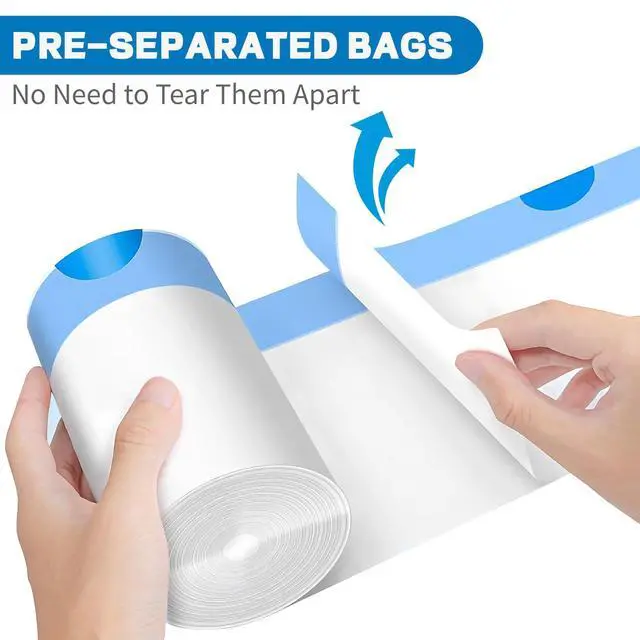 Alt view image 3 of 7 - 4 Gallon Trash Bags Drawstring, Small Trash Bags Tear-Free, 4 Gal Unscented White Small Garbage Bags, Separated Thick Plastic Wastebasket Liners for Toilet Home Office and Bedroom, 60 Count