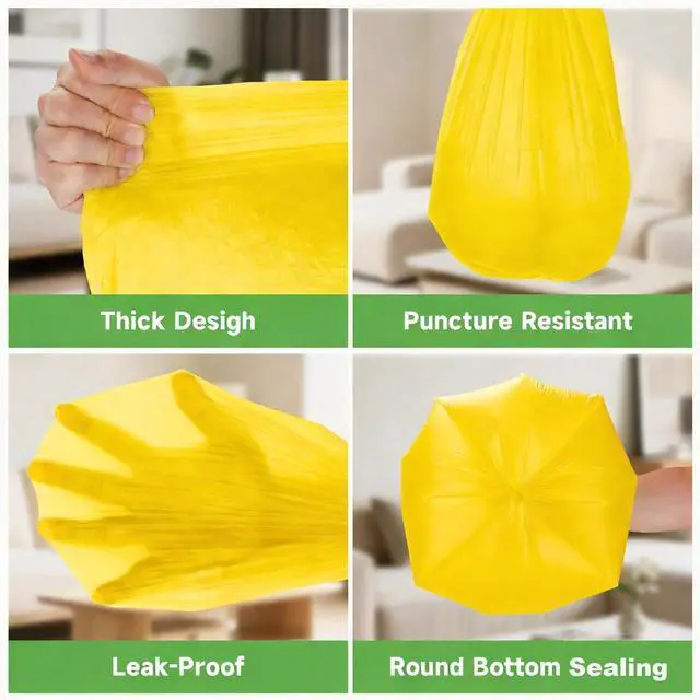 Alt view image 5 of 7 - 3 Gallon Small Trash Bags Bathroom - Colorful With Handles Mini Garbage Bags 100 Count Biodegradable Unscented 12 Liter Little Wastebasket Liners Kitchen Car Office Strong Thick Bulk Vincereon