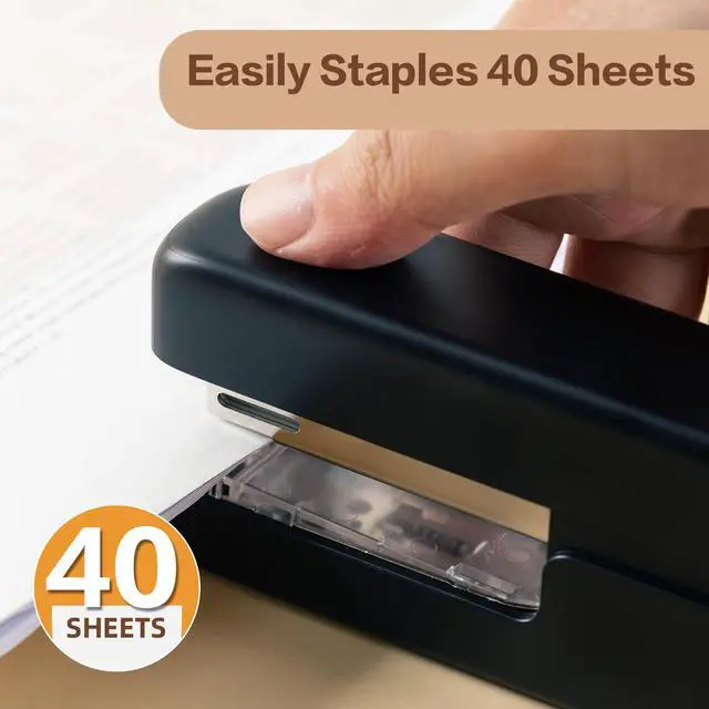 Alt view image 2 of 7 - Stapler, Desktop Staplers with Integrated Staple Remover, 45 Sheet Capacity Office Stapler, Black