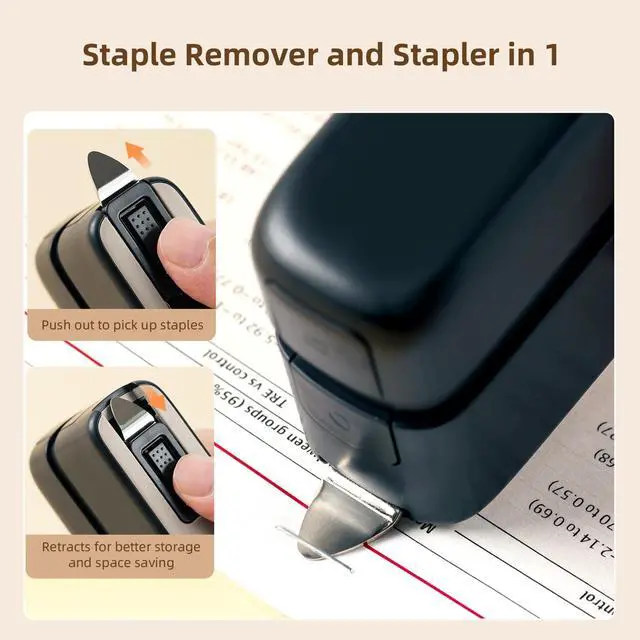 Alt view image 5 of 7 - Stapler, Desktop Staplers with Integrated Staple Remover, 45 Sheet Capacity Office Stapler, Black