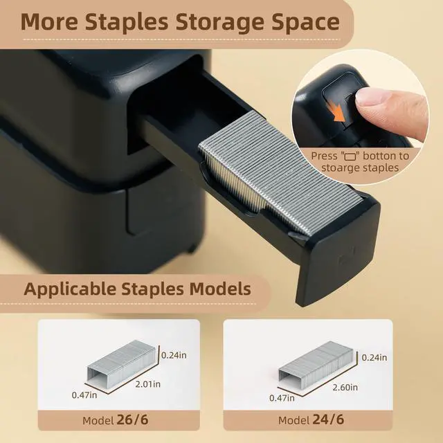 Alt view image 6 of 7 - Stapler, Desktop Staplers with Integrated Staple Remover, 45 Sheet Capacity Office Stapler, Black