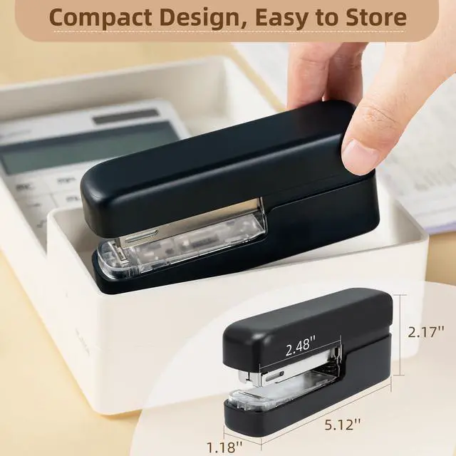 Alt view image 7 of 7 - Stapler, Desktop Staplers with Integrated Staple Remover, 45 Sheet Capacity Office Stapler, Black