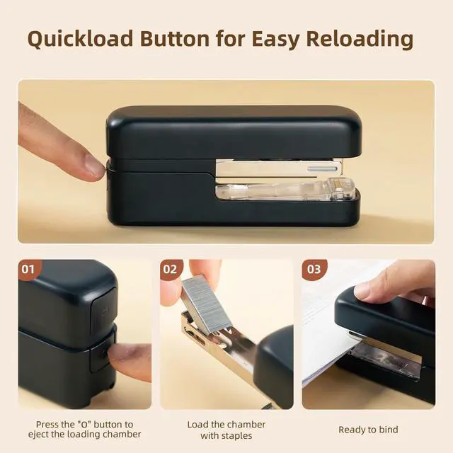 Alt view image 4 of 7 - Stapler, Desktop Staplers with Integrated Staple Remover, 45 Sheet Capacity Office Stapler, Black