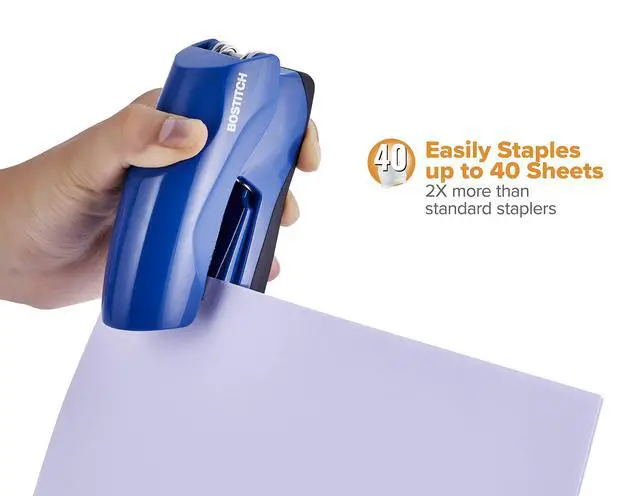 Alt view image 6 of 6 - Office Heavy Duty Stapler, 40 Sheet Capacity, No Jam, Half Strip, Fits into the Palm of Your Hand, For Classroom, Office or Desk, Navy Blue