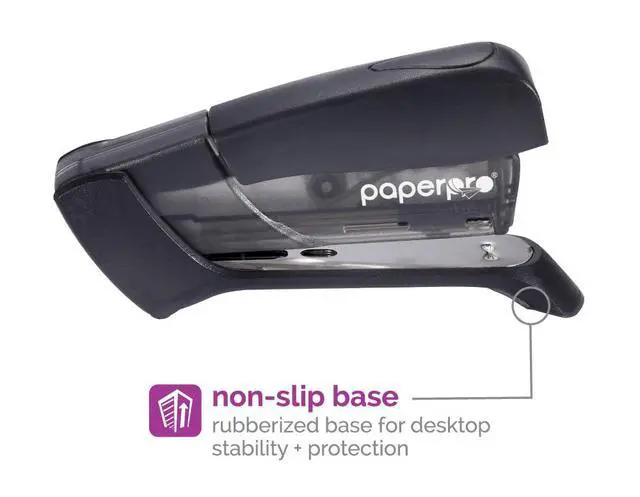 Alt view image 5 of 5 - Compact Classic Desktop Stapler, 15 Sheet Capacity, No Effort, One Finger, 80% Easier Stapling, Black