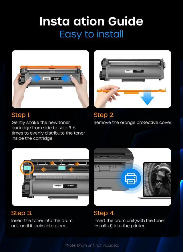 Alt view image 5 of 7 - TN660 Toner Cartridge Replacement Compatible for Brother Tn660 TN-660 TN630 High Yield to Use with HL-L2380DW HL-L2380DW HL-L2320D DCP-L2540DW MFC-L2700DW MFC-L2685DW Printer (Black, 2 Pack)