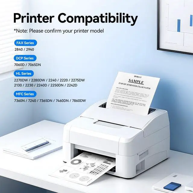 Alt view image 2 of 7 - TN450 Toner Cartridge Black 2-Pack Printer Replacement Compatible for Brother TN-450 TN420 TN-420 HL-2270DW HL-2280DW HL-2230 MFC-7360N MFC-7860DW DCP-7065DN Intellifax 2840 2940 MFC-7240 HL-2240D Ink