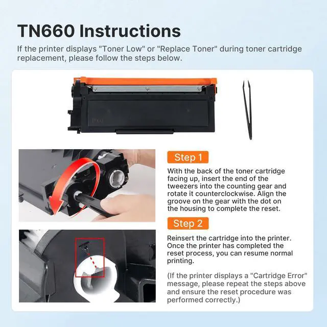 Alt view image 7 of 7 - TN660 Toner Cartridge Replacement Compatible with Brother TN660 TN-660 TN630 High Yield to Use for HL-L2380DW HL-L2320D HL-L2340DW DCP-L2540DW MFC-L2700DW MFC-L2720DW Printer (Black, 2 Pack)