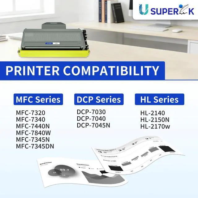 Alt view image 2 of 7 - TN360 High Yield Compatible Toner Cartridge Replacement for Brother TN360 TN-360 TN330 TN-330 Work with DCP-7040 DCP-7030 MFC-7840W HL-2140 MFC-7340 MFC-7440N HL-2170W HL-2150N Printer (Black, 1 Pack)