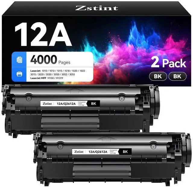 Main image of 12A Black Toner Cartridge 2-Pack Replacement for HP 12A Q2612A Toner Compatible with HP LaserJet MFP M1005 M1319f 1010 1012 1015 1018 1020 Plus 1022 1022n 1022nw 3015 3020 3030 3050z 3052 3055 Printer