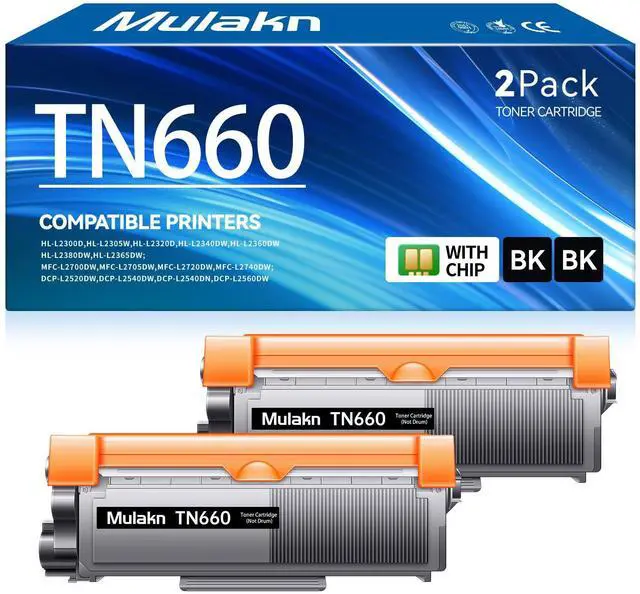 Main image of TN660 Toner Cartridge for Brother TN660 TN-660 TN 660 TN630 Compatible with HL-L2300D HL-L2380DW HL-L2320D DCP-L2540DW MFC-L2700DW MFC-L2685DW Printer - 2PK High Yield