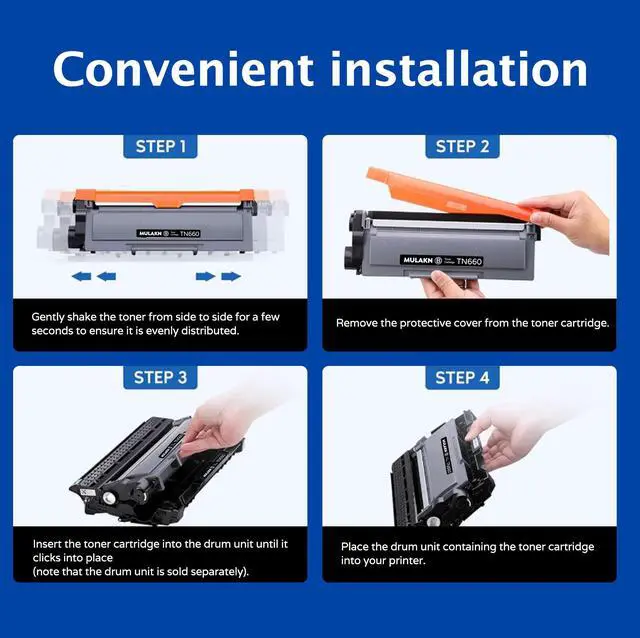 Alt view image 6 of 6 - TN660 Toner Cartridge for Brother TN660 TN-660 TN 660 TN630 Compatible with HL-L2300D HL-L2380DW HL-L2320D DCP-L2540DW MFC-L2700DW MFC-L2685DW Printer - 2PK High Yield