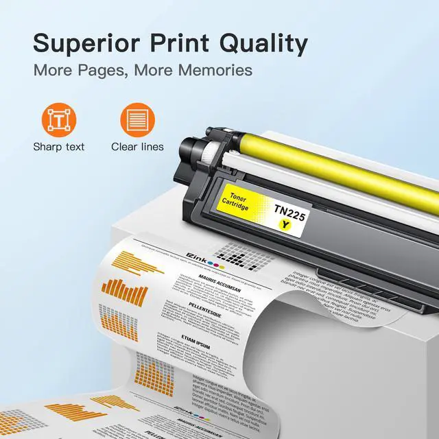 Alt view image 3 of 6 - Compatible Toner Cartridge Replacement for Brother TN225 Yellow to Use with MFC-9130CW HL-3170CDW HL-3140CW HL-3180CDW MFC-9330CDW MFC-9340CDW HL-3180CDW DCP-9020CDN (Yellow, 1 Pack)