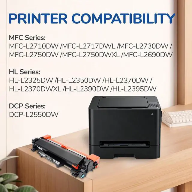 Alt view image 2 of 7 - TN760 for TN760 Toner Cartridges to Use with MFC-L2750DW MFC-L2710DW HL-L2350DW HL-L2395DW HL-L2370DW DCP-L2550DW Printer High Yeild Black 2PK