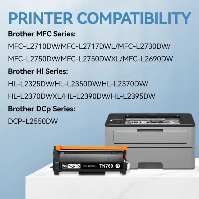 Alt view image 2 of 7 - TN760 for Brother TN760 TN-760 TN 730 Toner Cartridges to Brother HL-L2350DW HL-L2395DW MFC-L2710DW MFC-L2690DW DCP-L2550DW Printers , High Yield Black - 1Pack