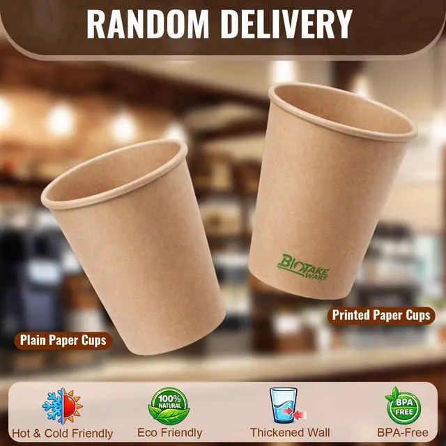 Alt view image 2 of 7 - 150 Pack 8 oz Disposable Paper Cups, Brown Coffee Cups Unbleached Kraft Paper, Sturdy Leak Resistant Hot/Cold Disposable Cups for Party Home Office