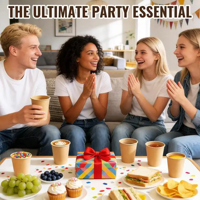 Alt view image 7 of 7 - 150 Pack 8 oz Disposable Paper Cups, Brown Coffee Cups Unbleached Kraft Paper, Sturdy Leak Resistant Hot/Cold Disposable Cups for Party Home Office