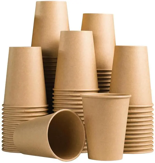 Main image of 100 Count 12 oz Paper Cups, Disposable Kraft Paper Coffee Cups