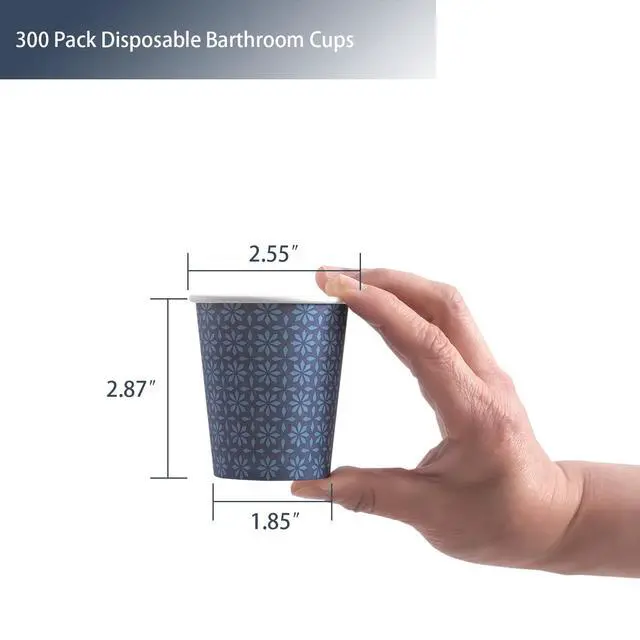 Alt view image 3 of 7 - 300 Pack 5oz Paper Cups, Disposable Bathroom Navy Floral Small Mouthwash Cups 5 OZ for Barth, Parties, Picnics, Barbecues, Travel and Events