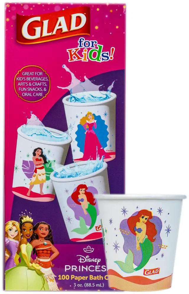 Main image of for Kids Disney Princess Disposable Mini Paper Cups for Bathroom Rinsing and Parties Heavy Duty Soak Proof Paper Cups for Kids Colorful Princess Designs 3 Ounce 100 Count Kids Drinkware