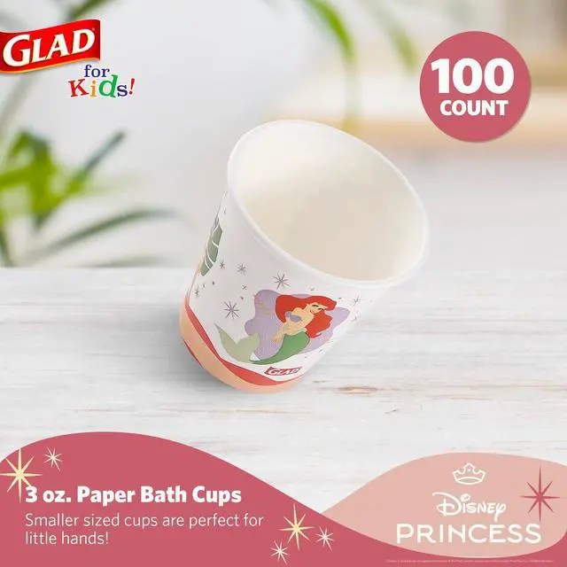 Alt view image 2 of 6 - for Kids Disney Princess Disposable Mini Paper Cups for Bathroom Rinsing and Parties Heavy Duty Soak Proof Paper Cups for Kids Colorful Princess Designs 3 Ounce 100 Count Kids Drinkware