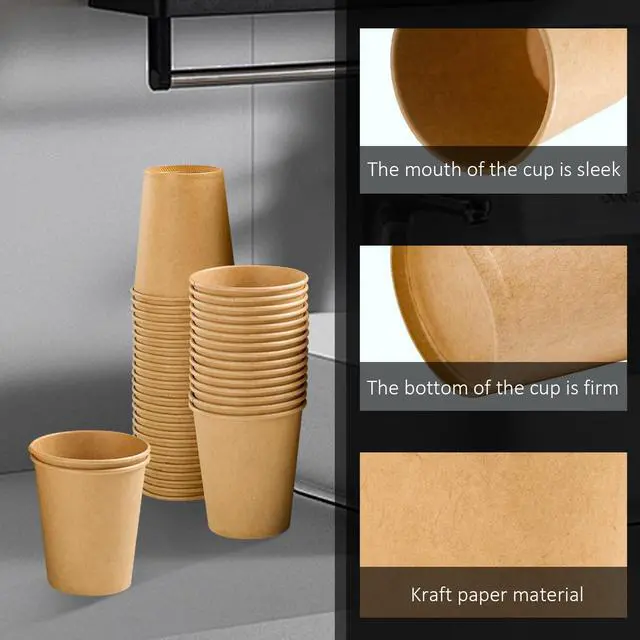 Alt view image 3 of 7 - 100 Pack 5 oz Paper Cups, Disposable Kraft Bathroom Cups 5 Ounce, Espresso Coffee Hot/Cold Beverage Cups for Home, Kitchen, Party