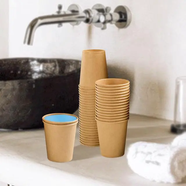 Alt view image 5 of 7 - 100 Pack 5 oz Paper Cups, Disposable Kraft Bathroom Cups 5 Ounce, Espresso Coffee Hot/Cold Beverage Cups for Home, Kitchen, Party