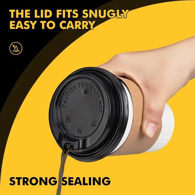 Alt view image 6 of 7 - 12 oz 50 pack Disposable Paper Coffee Cups with Lids and Sleeves