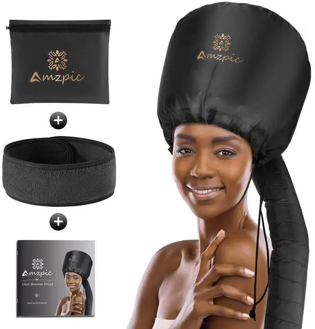 Main image of Bonnet Hood Hair Dryer Attachment - Soft, Adjustable Extra Large Bonnet Hair Dryer for Speeds Up Drying Time at Home, Easy to Use for Styling, Curling and Deep Conditioning (Black)