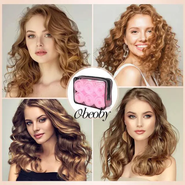 Alt view image 7 of 7 - 4 Sizes Hair Rollers for Women, Hair Curlers with Clips Comb Curlers for Long Short Curly Hair and Bangs (25, 36, 48, 60mm), Pink Mothers Day Birthday Gifts