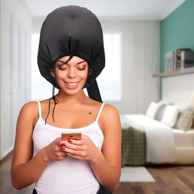 Alt view image 3 of 6 - Bonnet Hooded Hair Dryer Attachment, Larger Adjustable Deep Conditioning Cap for Fast Hair Drying with Elastic Band for Fixing Free, Hair Curling Nursing Oil Treat-Ment SPA Steamer Cap