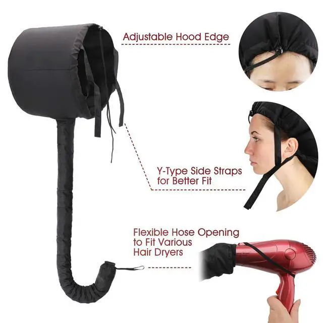 Alt view image 4 of 6 - Bonnet Hooded Hair Dryer Attachment, Larger Adjustable Deep Conditioning Cap for Fast Hair Drying with Elastic Band for Fixing Free, Hair Curling Nursing Oil Treat-Ment SPA Steamer Cap