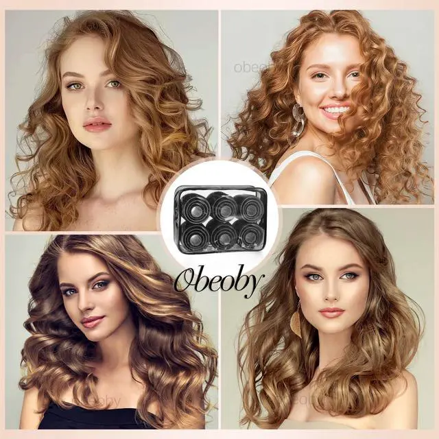 Alt view image 6 of 7 - 4 Sizes Self-Grip Hair Rollers Set - 50 Pcs Jumbo Curlers for Long, Short Hair and Bangs (25mm, 36mm, 48mm, 60mm) With Clips, Black