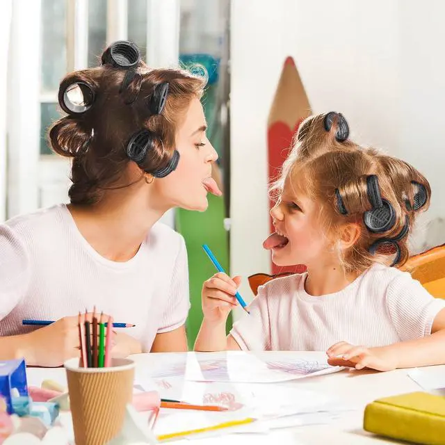Alt view image 7 of 7 - Big Self-Grip Hair Curlers Rollers with Stainless Steel Duckbill Clips for Long, Medium, Thick Hair and Bangs Volume (Black)
